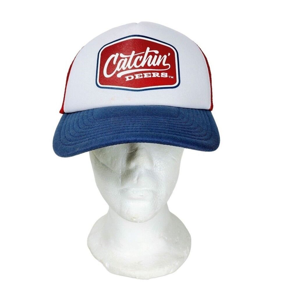 Hunting Fishing Catchin' Deers Mesh Foam Trucker Snapback Hat Cap One Size
